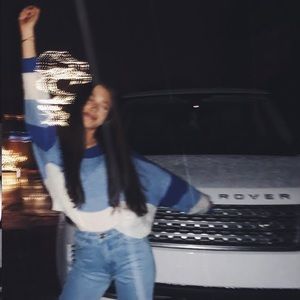 blue/white striped sweater